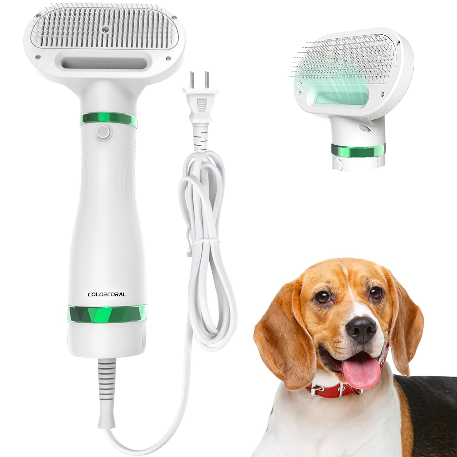 Pet Hair Dryer Brush White Safe for All Hair Types Flexible Stainle Woof Momma Shop