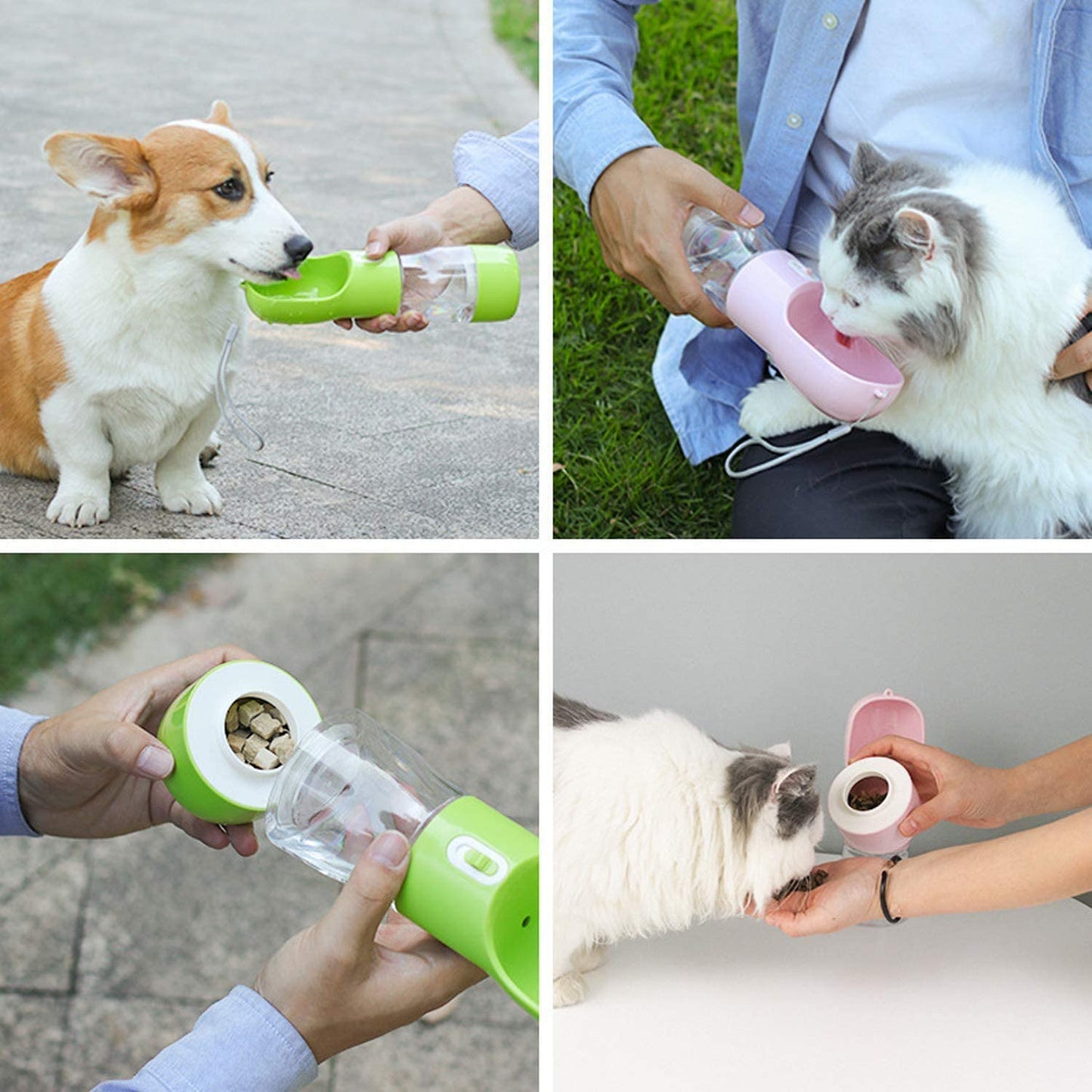 Portable Dog Water Bottle with Food Container, Lightweight, Easy to Carry, BPA Free 